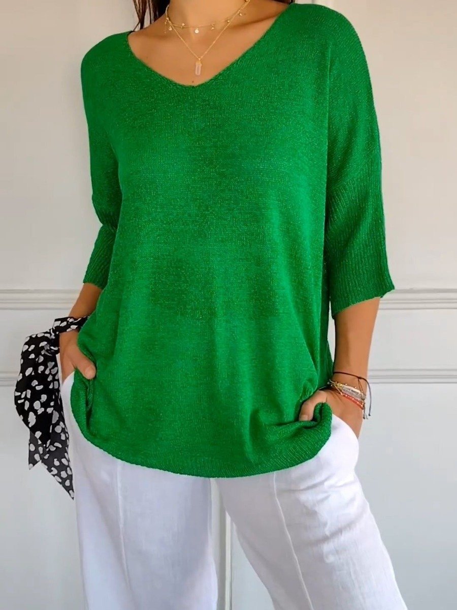 š„Hot saleš„- Spring Sale 49% OFF - Solid V-neck knitted top