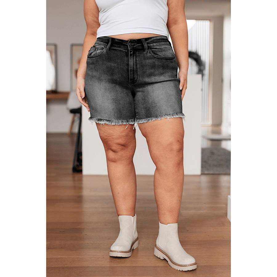 š„Hot saleš„- High Rise Frayed Hem Cut Off Dad Shorts