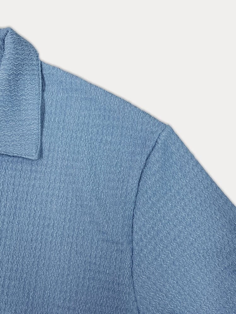 🔥Hot sale🔥- Casual Water Ripple Textured Shirt Set