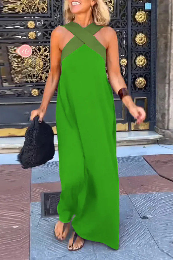 Needtoknit - Women's cross backless sleeveless dress