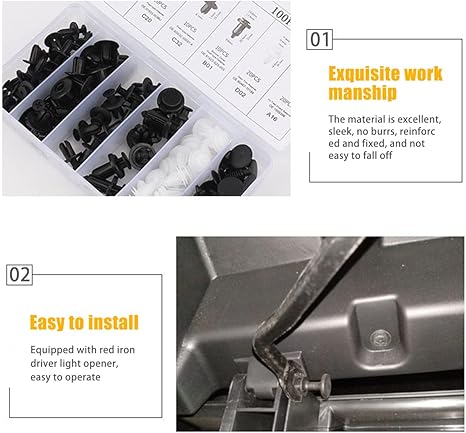 š„Hot saleš„-š§100 PCS Car Clip Retainer Auto Fasteners Push Trim Bumper Plastic Rivets Clips Kit