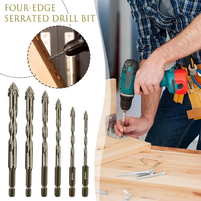 🔥Hot sale🔥- New Four-Flute Sawtooth Eccentric Drill Bit Set(1 Set 6 PCS)