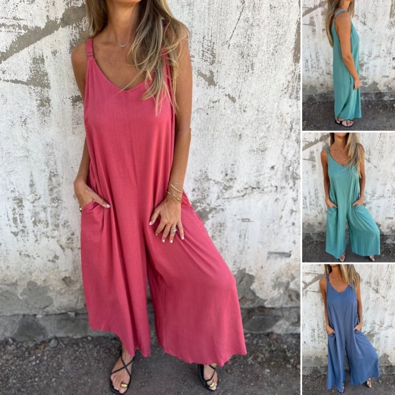 š„Hot saleš„- Casual Women's Jumpsuit with Pockets and Adjustable Straps