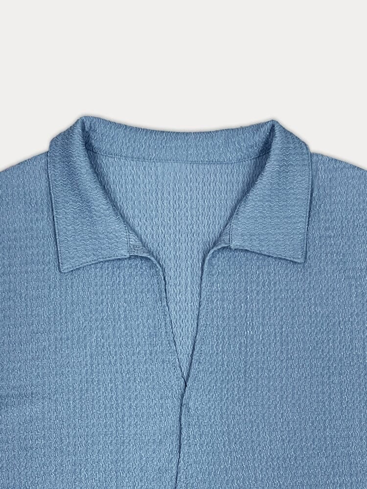 🔥Hot sale🔥- Casual Water Ripple Textured Shirt Set