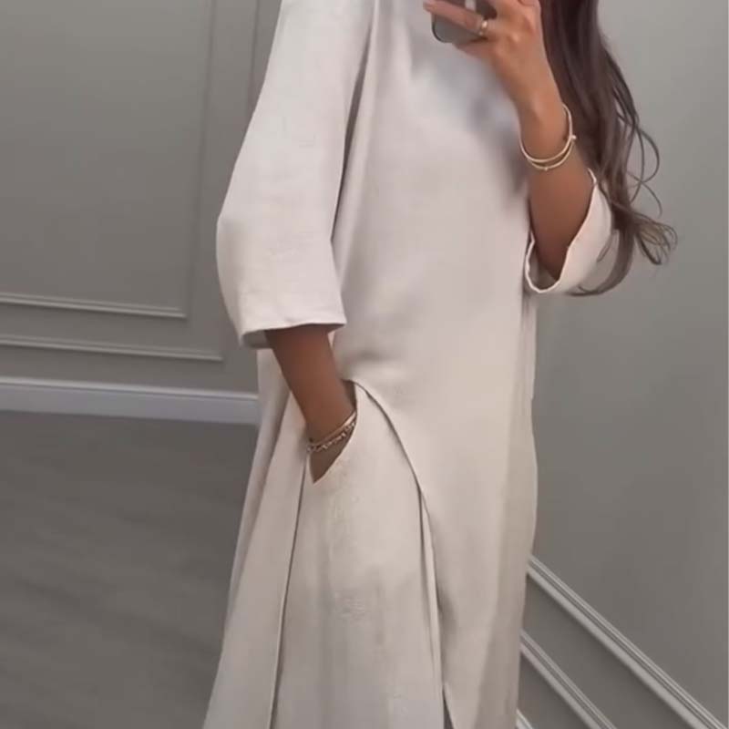 🔥Hot sale🔥- Solid Color Irregular Top & Wide-Leg Pants 2-PCS Set