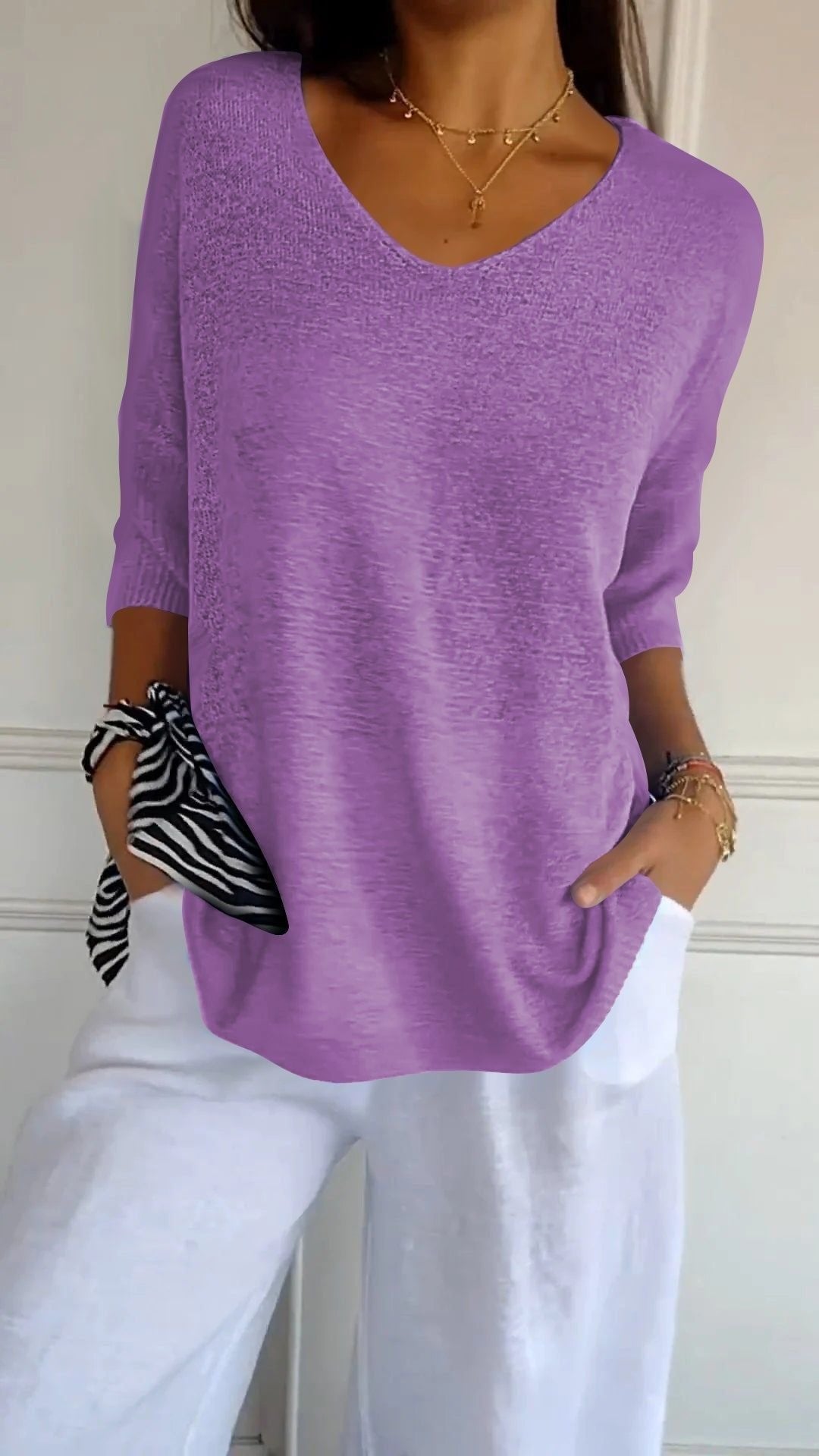 š„Hot saleš„- Spring Sale 49% OFF - Solid V-neck knitted top