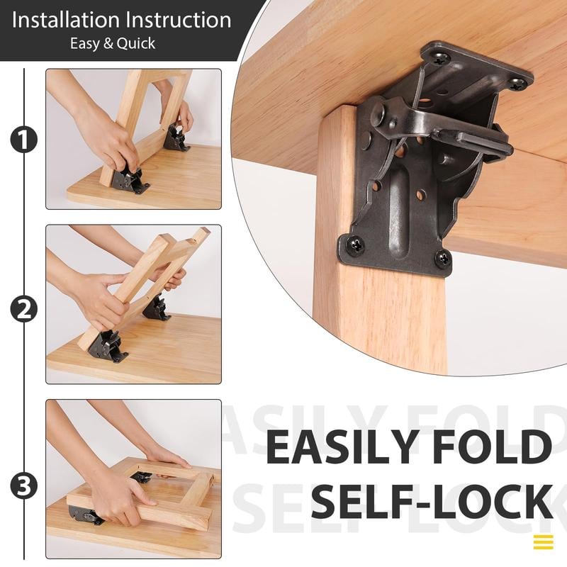🔥Hot sale🔥- Heavy-Duty Folding Table Leg Brackets with Self-Locking Hinges