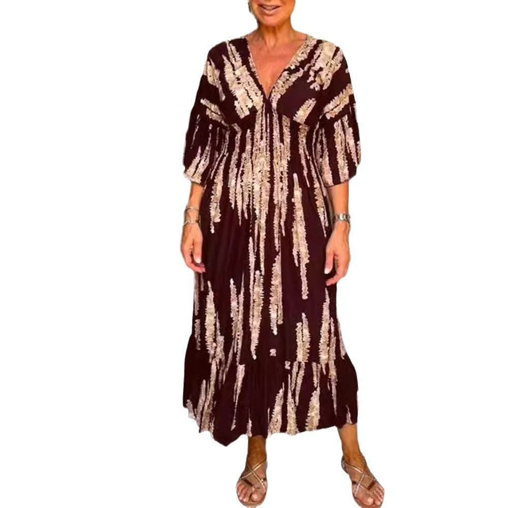 🔥Hot sale🔥- V-neck tie-dye print dress