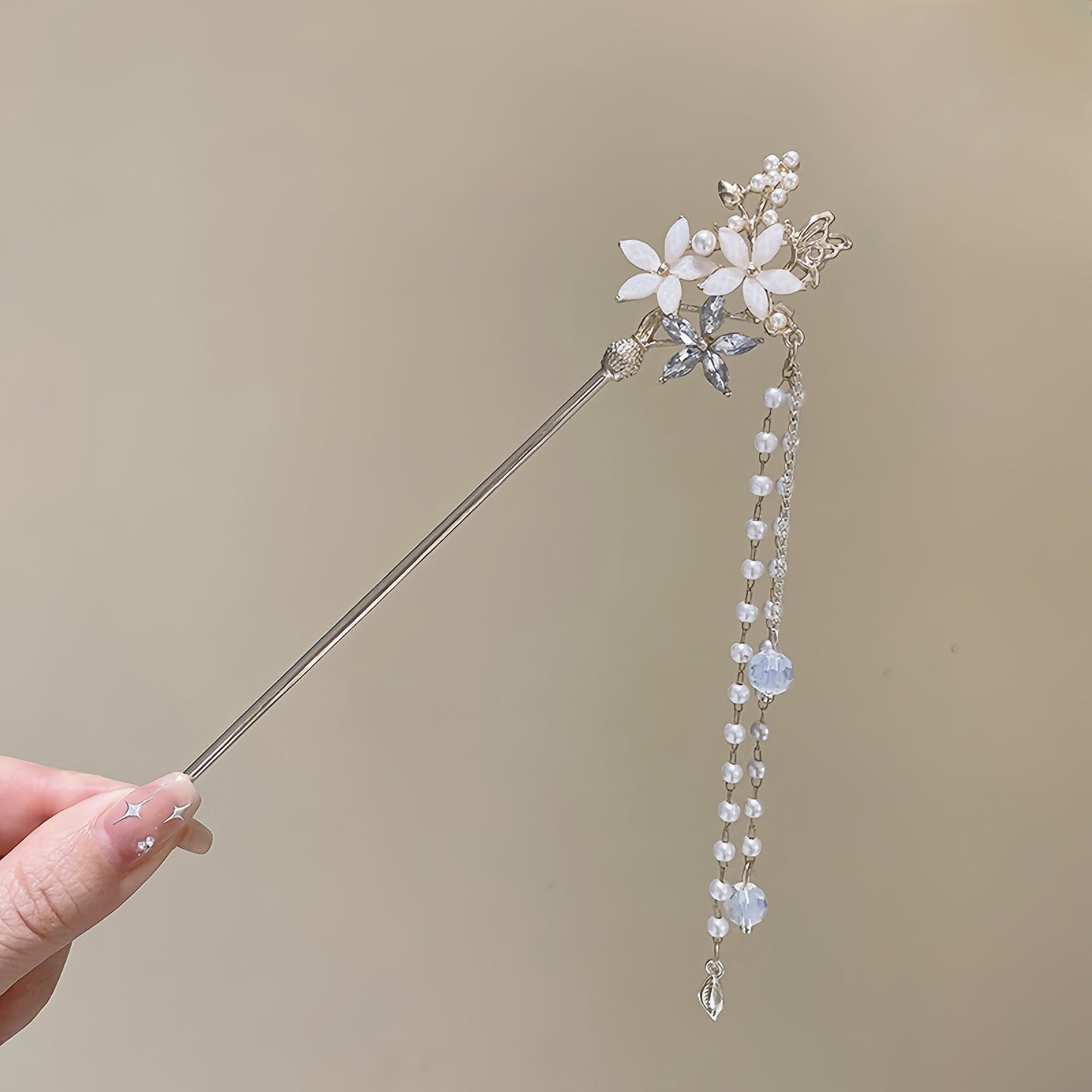 Antique tassel hairpin retro hairpin hair accessories(three flower pearls)