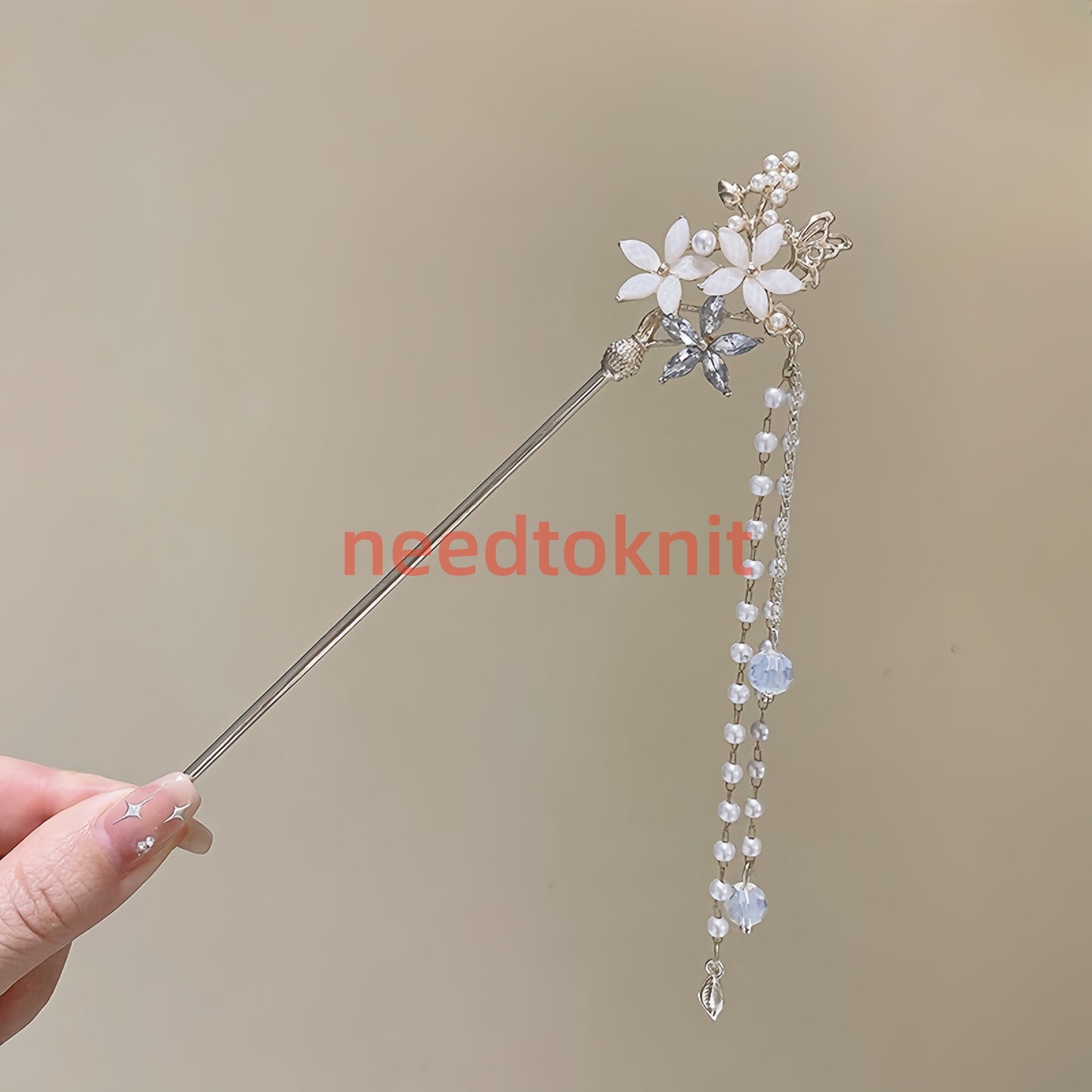 Antique tassel hairpin retro hairpin hair accessories(three flower pearls)