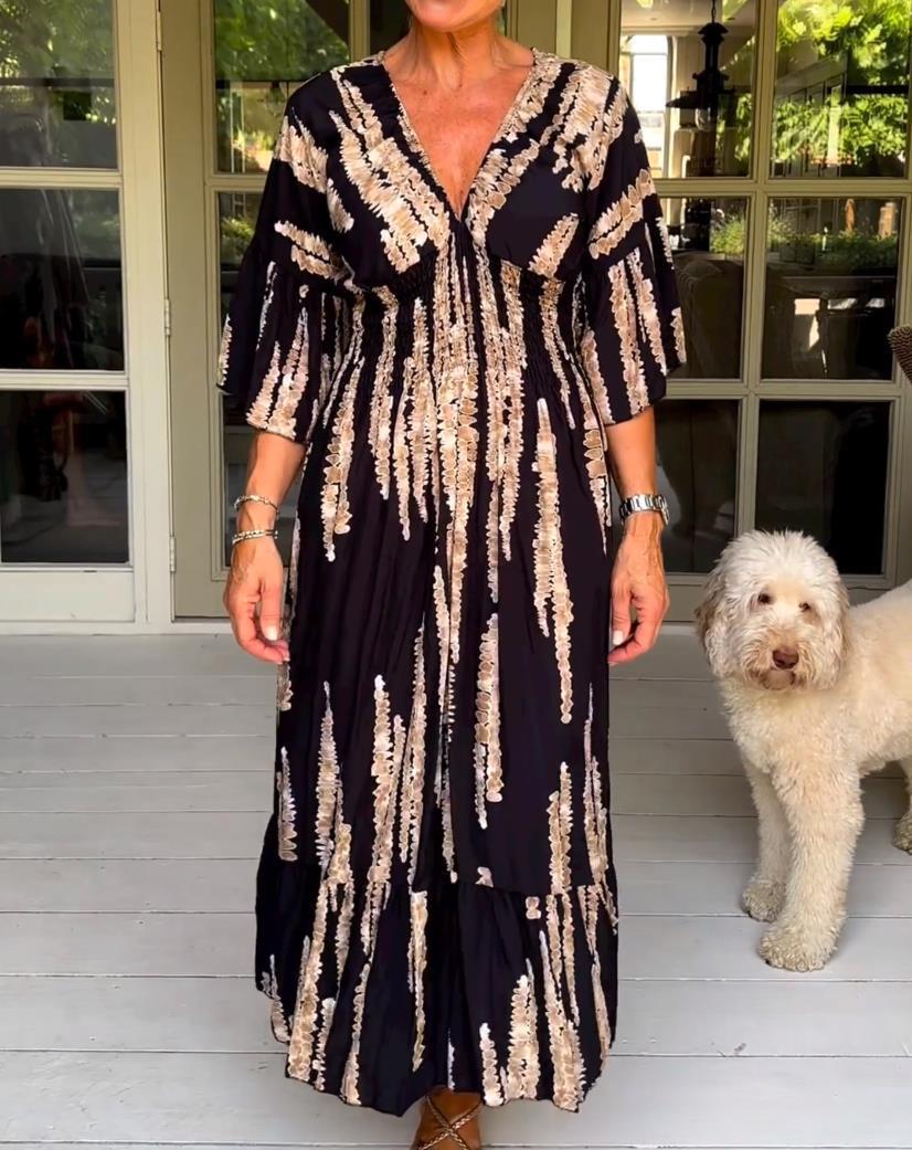 🔥Hot sale🔥- V-neck tie-dye print dress