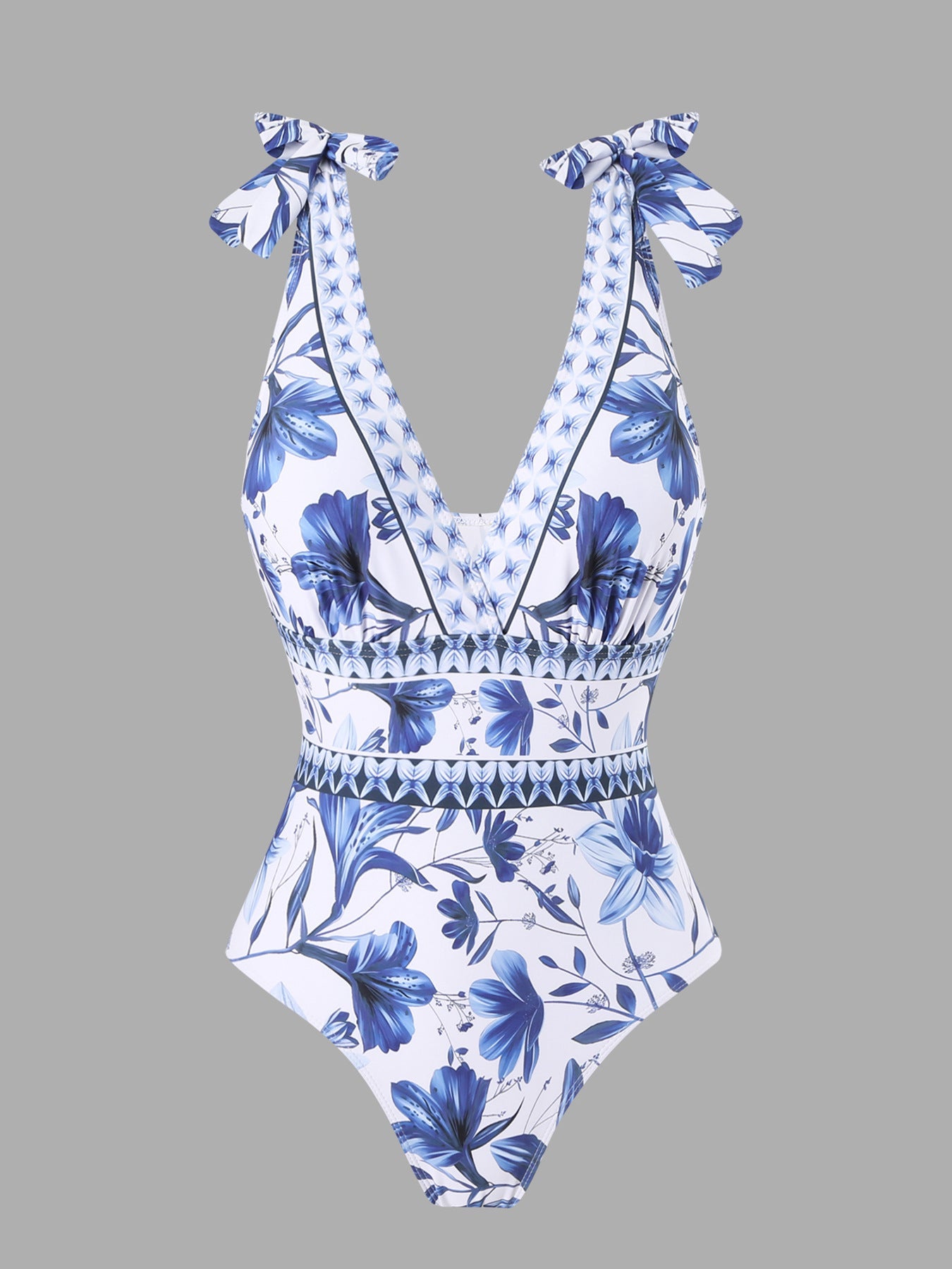 Needtoknitš„Hot saleš„ - blue and white porcelain swimsuit wrap skirt suits