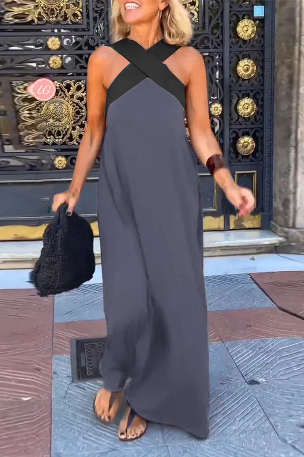 Needtoknit - Women's cross backless sleeveless dress