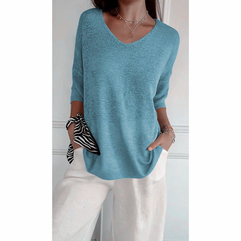š„Hot saleš„- Spring Sale 49% OFF - Solid V-neck knitted top