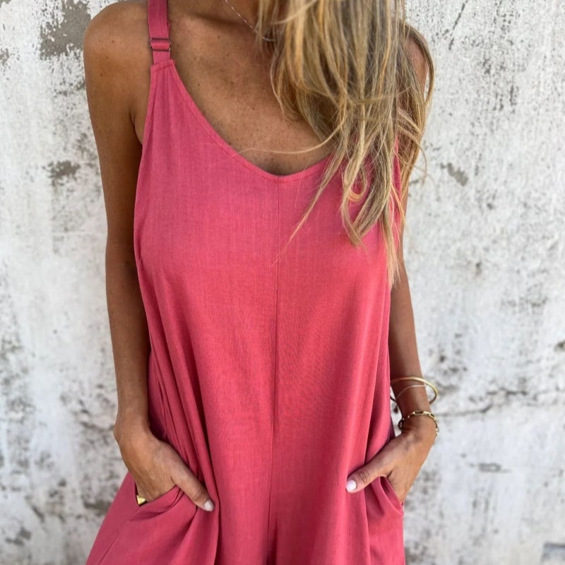 š„Hot saleš„- Casual Women's Jumpsuit with Pockets and Adjustable Straps