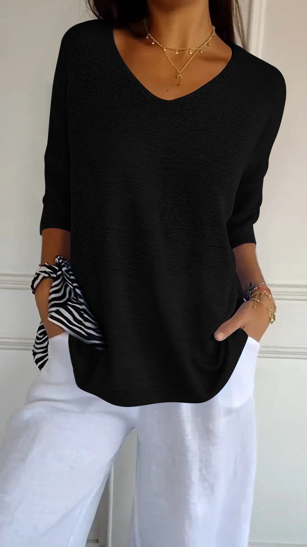 š„Hot saleš„- Spring Sale 49% OFF - Solid V-neck knitted top
