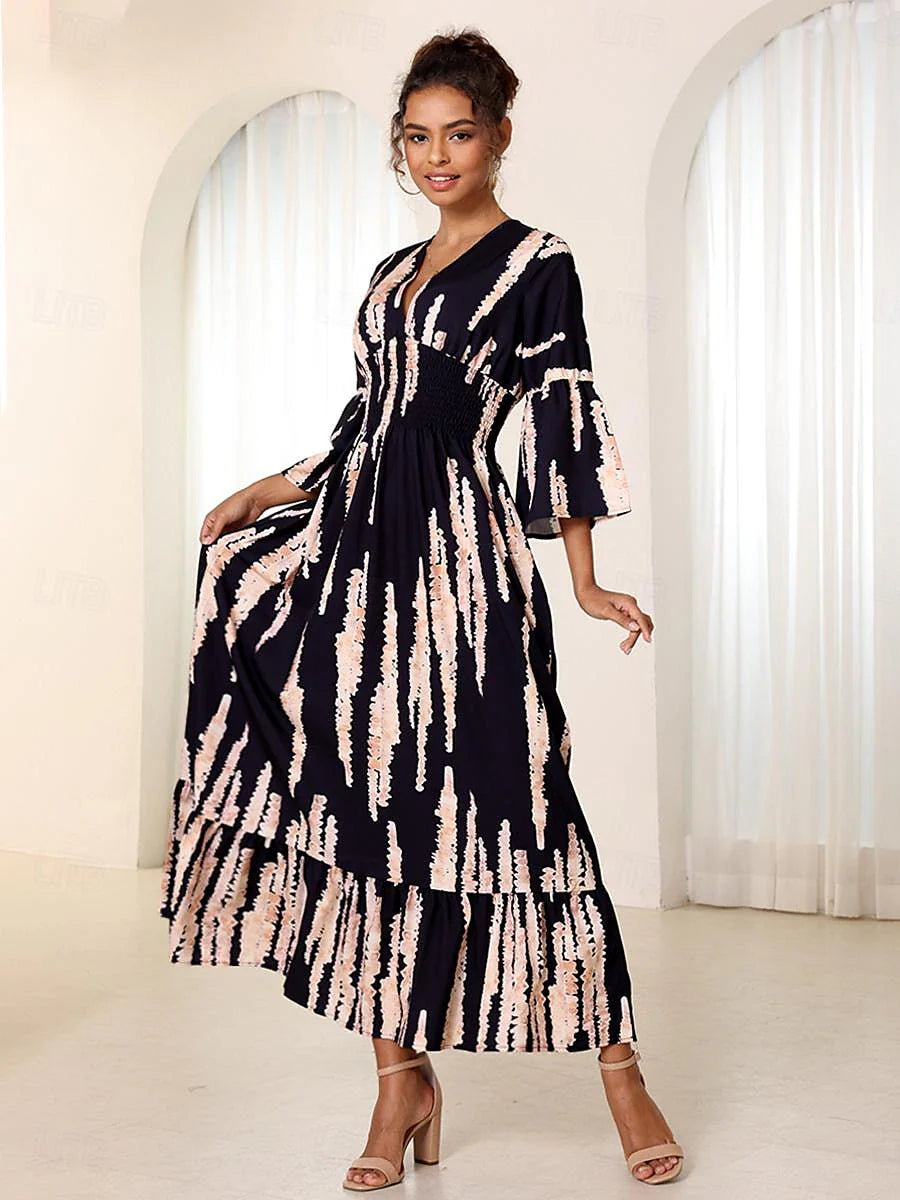 🔥Hot sale🔥- V-neck tie-dye print dress