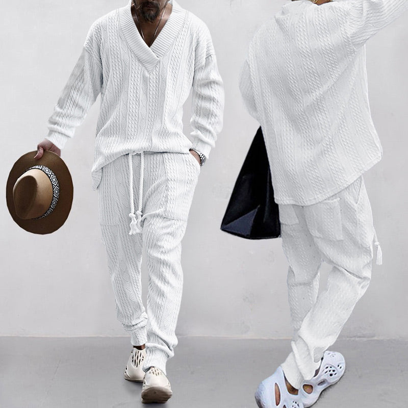 🔥Hot sale🔥- Men's 2-Piece V-Neck Baggy Sweatshirt & Joggers Set