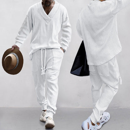 🔥Hot sale🔥- Men's 2-Piece V-Neck Baggy Sweatshirt & Joggers Set