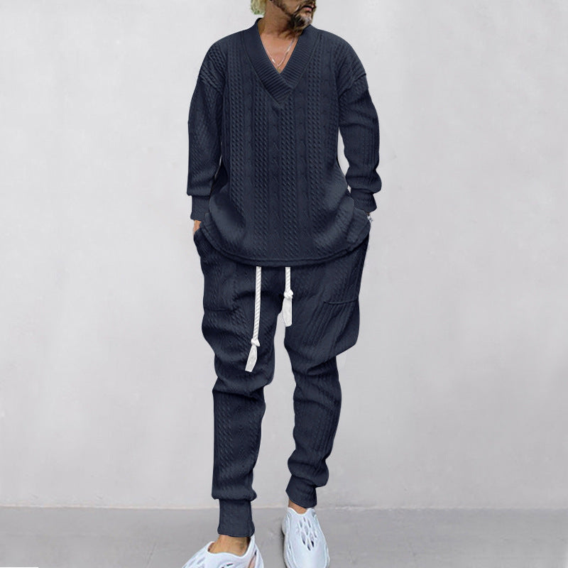 🔥Hot sale🔥- Men's 2-Piece V-Neck Baggy Sweatshirt & Joggers Set