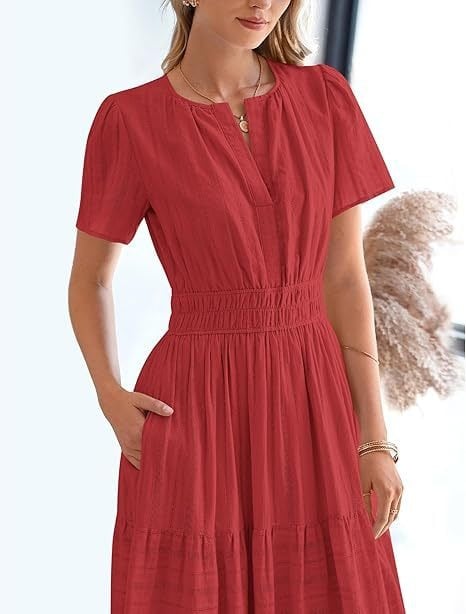 Needtoknit - Limited time offer🔥Women's Casual Spring Short Sleeve V Neck Maxi Dress