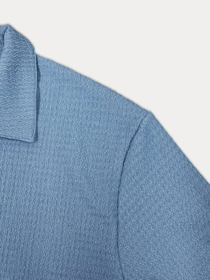 🔥Hot sale🔥- Casual Water Ripple Textured Shirt Set