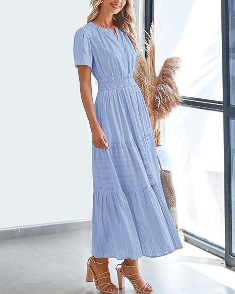 Needtoknit - Limited time offer🔥Women's Casual Spring Short Sleeve V Neck Maxi Dress