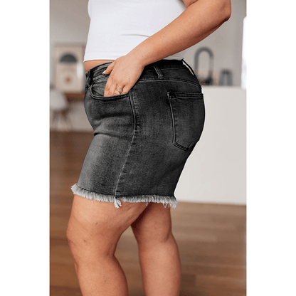 🔥Hot sale🔥- High Rise Frayed Hem Cut Off Dad Shorts