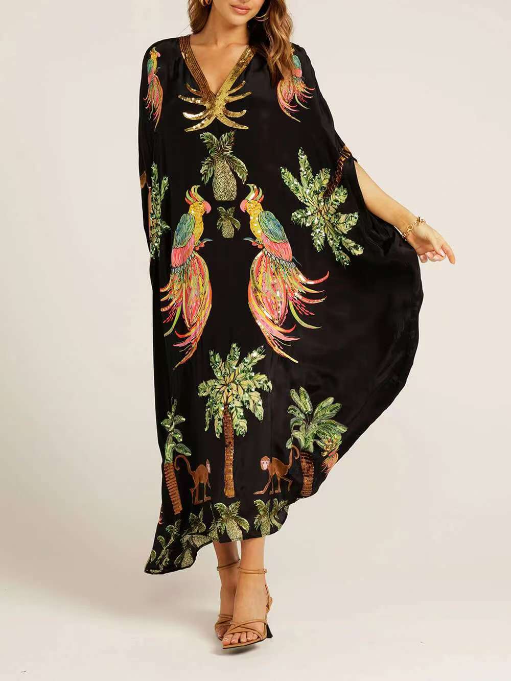 🔥Hot sale🔥- V-neck Printed Loose Fashion Dress