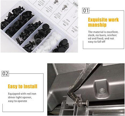 🔥Hot sale🔥-🔧100 PCS Car Clip Retainer Auto Fasteners Push Trim Bumper Plastic Rivets Clips Kit
