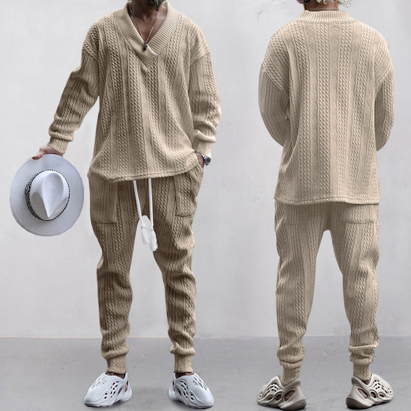🔥Hot sale🔥- Men's 2-Piece V-Neck Baggy Sweatshirt & Joggers Set