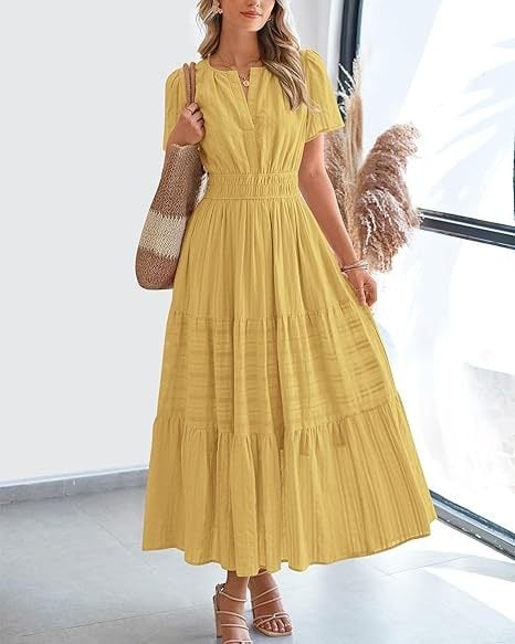 Needtoknit - Limited time offer🔥Women's Casual Spring Short Sleeve V Neck Maxi Dress