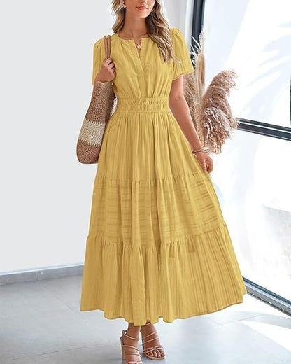 Needtoknit - Limited time offer🔥Women's Casual Spring Short Sleeve V Neck Maxi Dress