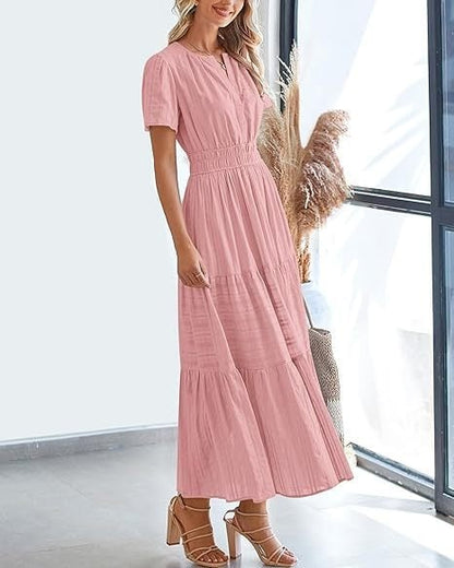 Needtoknit - Limited time offer🔥Women's Casual Spring Short Sleeve V Neck Maxi Dress