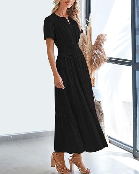 Needtoknit - Limited time offer🔥Women's Casual Spring Short Sleeve V Neck Maxi Dress