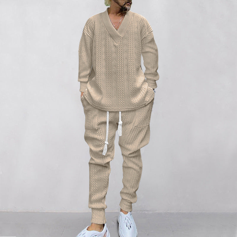 🔥Hot sale🔥- Men's 2-Piece V-Neck Baggy Sweatshirt & Joggers Set