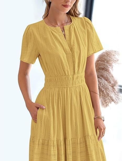 Needtoknit - Limited time offer🔥Women's Casual Spring Short Sleeve V Neck Maxi Dress