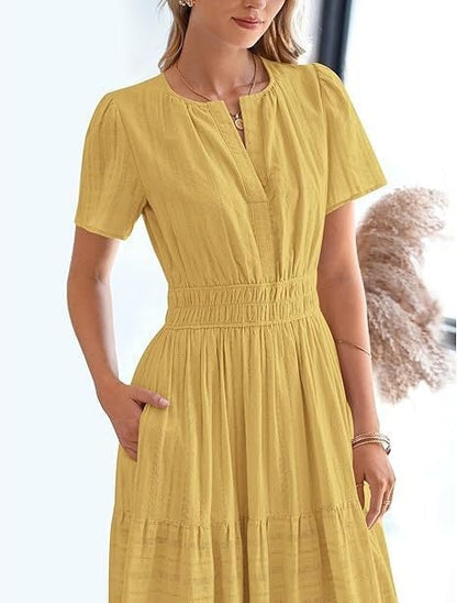 Needtoknit - Limited time offer🔥Women's Casual Spring Short Sleeve V Neck Maxi Dress