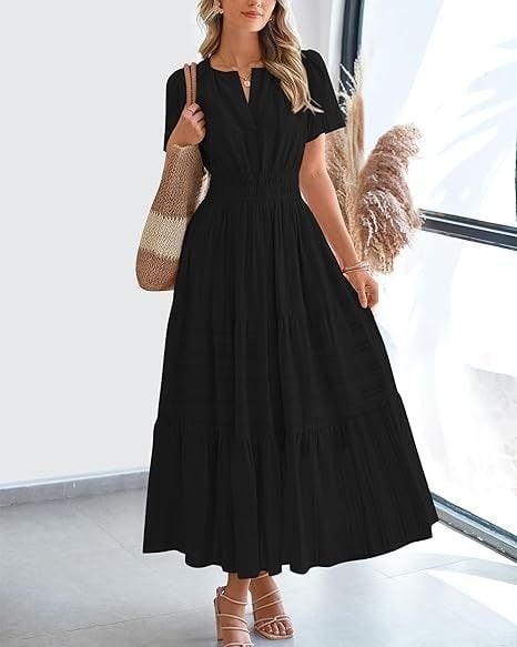 Needtoknit - Limited time offer🔥Women's Casual Spring Short Sleeve V Neck Maxi Dress