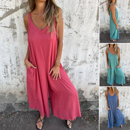 🔥Hot sale🔥- Casual Women's Jumpsuit with Pockets and Adjustable Straps