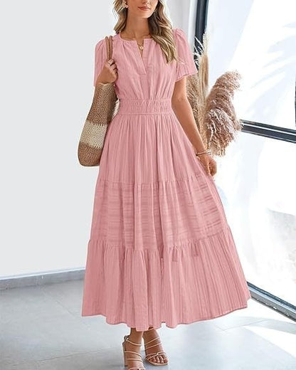 Needtoknit - Limited time offer🔥Women's Casual Spring Short Sleeve V Neck Maxi Dress