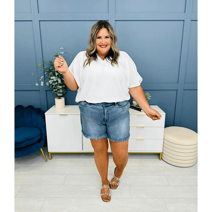 🔥Hot sale🔥- High Rise Frayed Hem Cut Off Dad Shorts