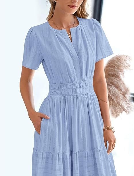 Needtoknit - Limited time offer🔥Women's Casual Spring Short Sleeve V Neck Maxi Dress