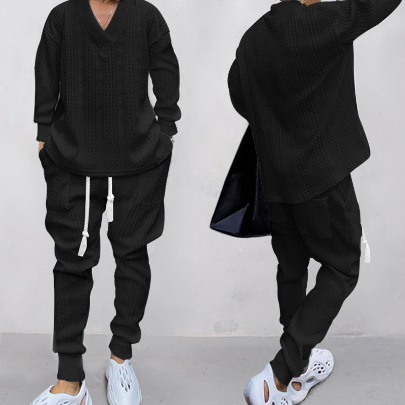 🔥Hot sale🔥- Men's 2-Piece V-Neck Baggy Sweatshirt & Joggers Set
