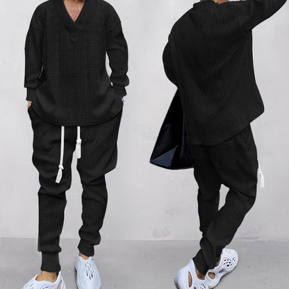 🔥Hot sale🔥- Men's 2-Piece V-Neck Baggy Sweatshirt & Joggers Set