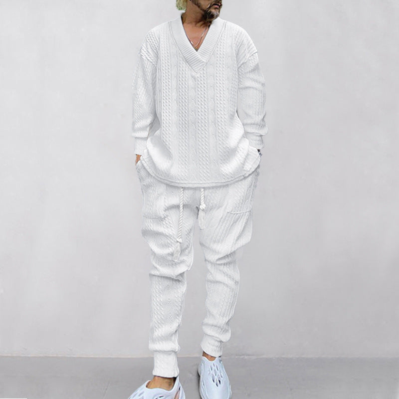 🔥Hot sale🔥- Men's 2-Piece V-Neck Baggy Sweatshirt & Joggers Set