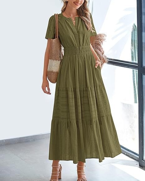 Needtoknit - Limited time offer🔥Women's Casual Spring Short Sleeve V Neck Maxi Dress