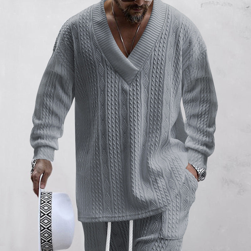 🔥Hot sale🔥- Men's 2-Piece V-Neck Baggy Sweatshirt & Joggers Set