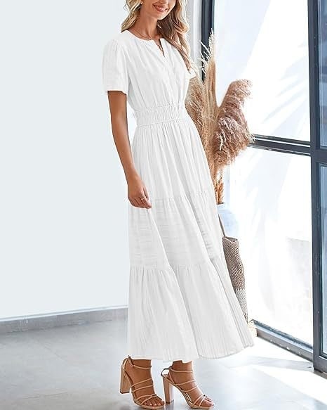 Needtoknit - Limited time offer🔥Women's Casual Spring Short Sleeve V Neck Maxi Dress