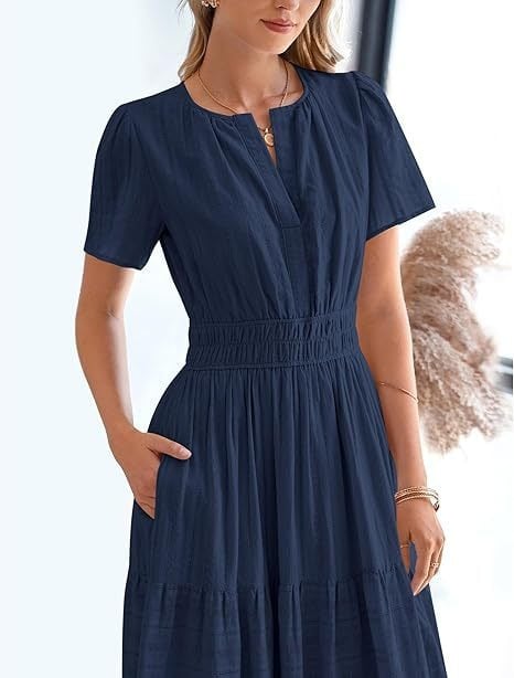 Needtoknit - Limited time offer🔥Women's Casual Spring Short Sleeve V Neck Maxi Dress